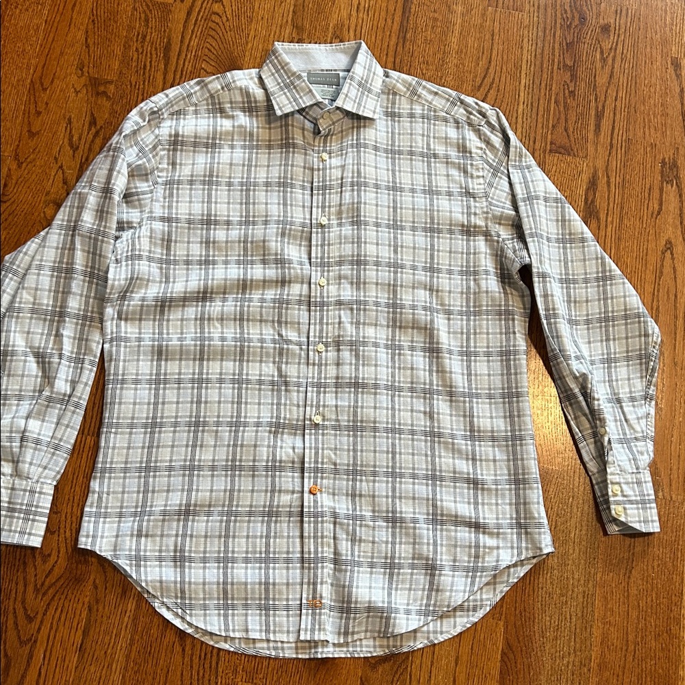 Thomas Dean Gray Plaid Shirt